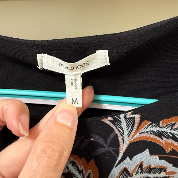 Maurices Black Top with Orange and Gray Pattern - Picture 2 of 7